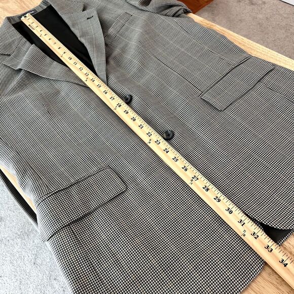 Oscar De La Renta Suit Jacket 100% Wool Mens 44L Blazer Houndstooth 2-Button - Picture 10 of 13